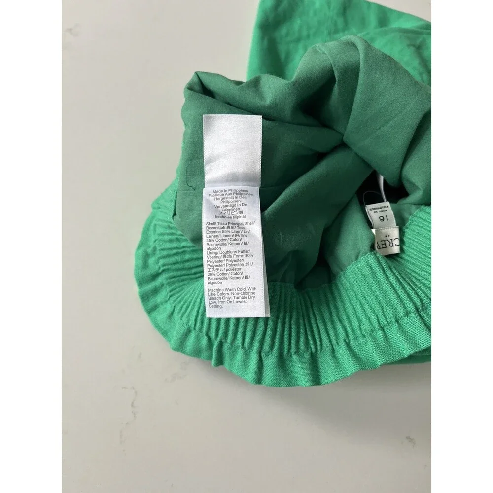 NWT J.Crew Kelly Green Linen Cotton Blend High Waist Mini Skirt Size 16